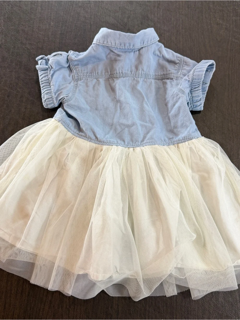 OShKosh B'gosh Light Blue Chambray Top with White Tulle Skirt Dress Sz 18M
